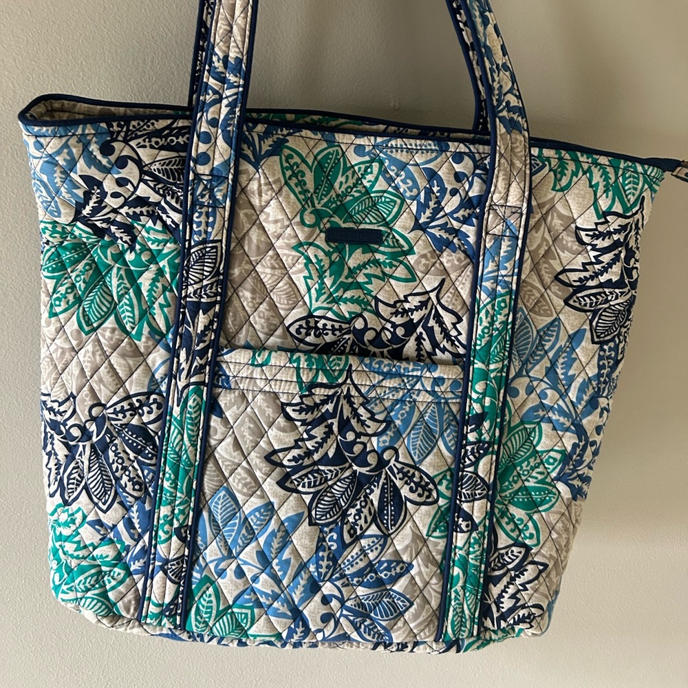 Vera Bradley Blue and Green Quilted Tote Bag